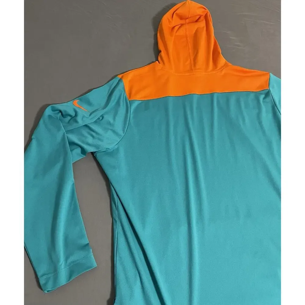 Nike NFL Miami Dolphins 2XL Teal Orange Pullover Hoodie Light Breathable